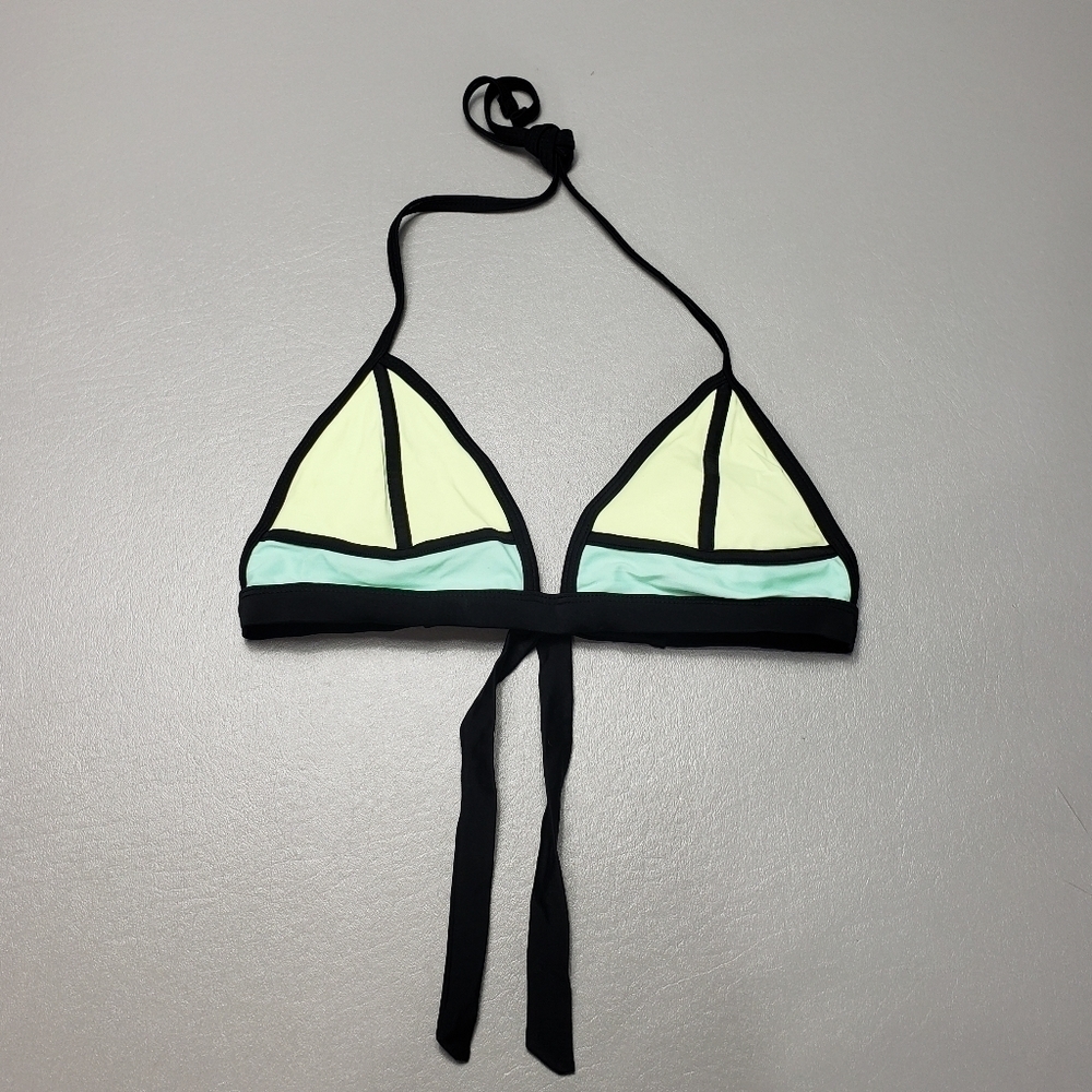 xhilaration black, yellow and green bikini top women's size medium
